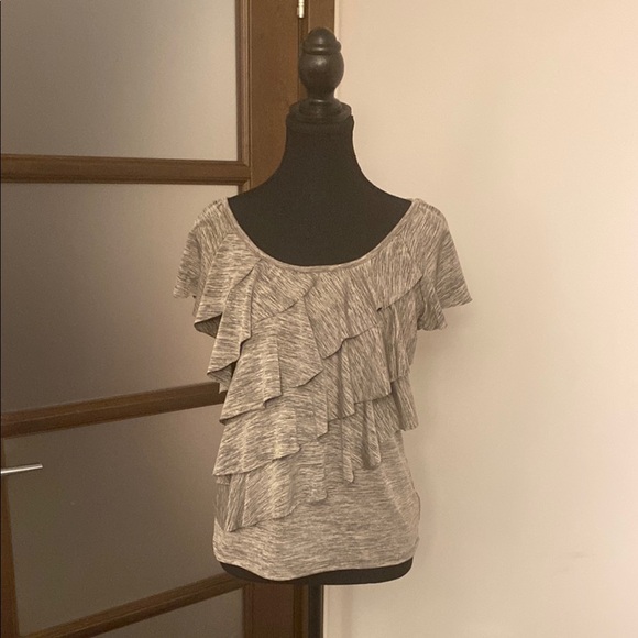Gray Ruffled Top with Relaxed Fit - Picture 2 of 7
